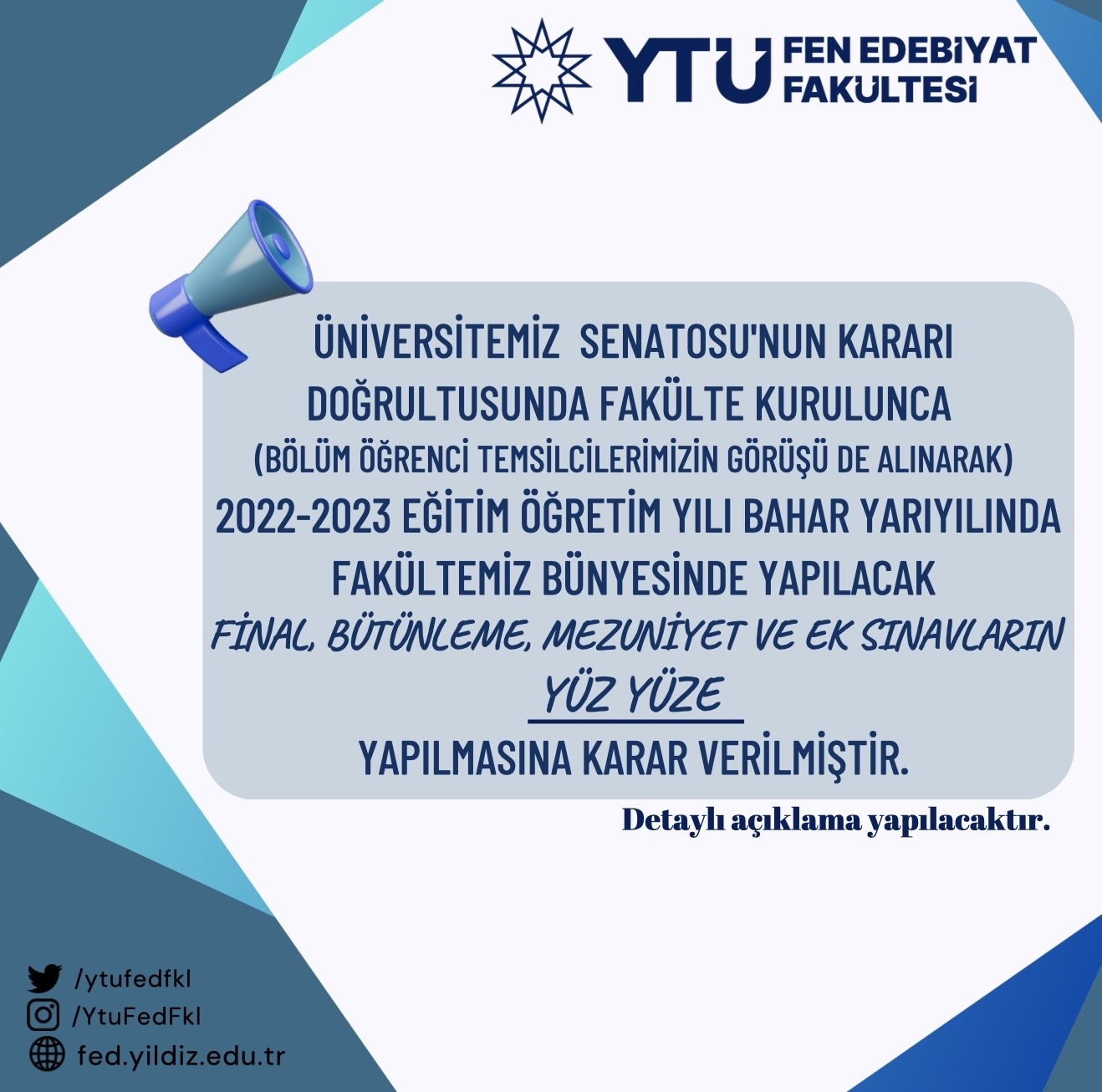 Yüz yüze Sınav Kararı
